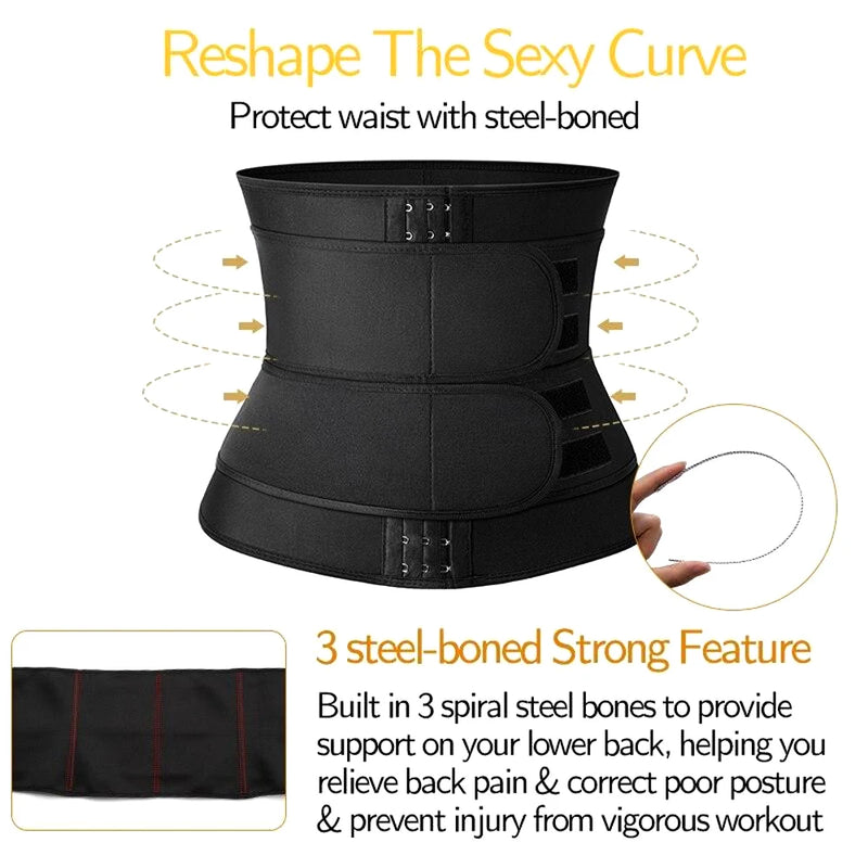 1PCS RGGMQQ Neoprene Sweat Waist Trainer Corset Trimmer Shaper Belt for Women Men Workout Fitness Back Support