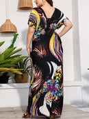 Deep V - neck & Artistic Patterns Dress