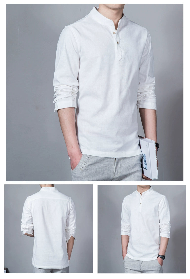 Stand Collar Long-sleeved Slim Base Shirt