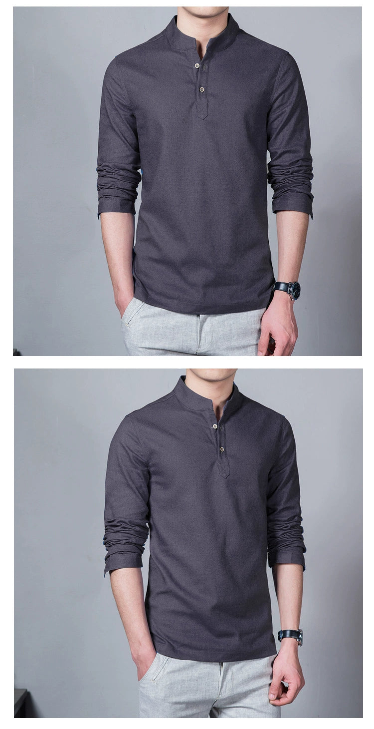 Stand Collar Long-sleeved Slim Base Shirt