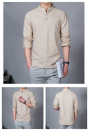 Stand Collar Long-sleeved Slim Base Shirt