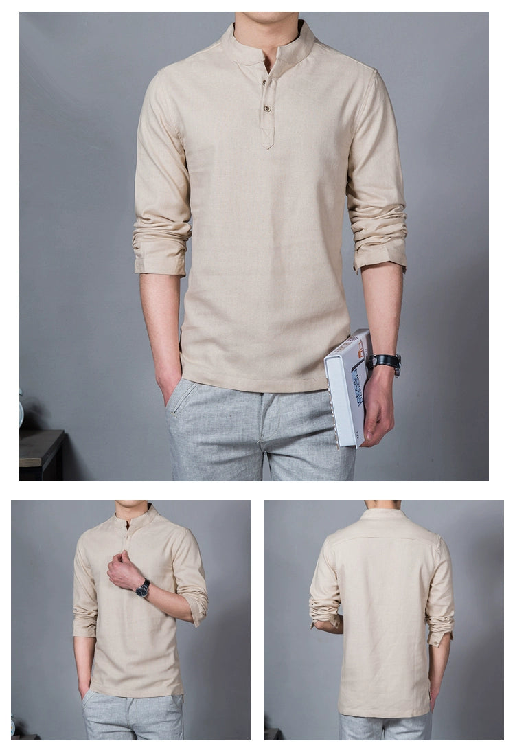 Stand Collar Long-sleeved Slim Base Shirt