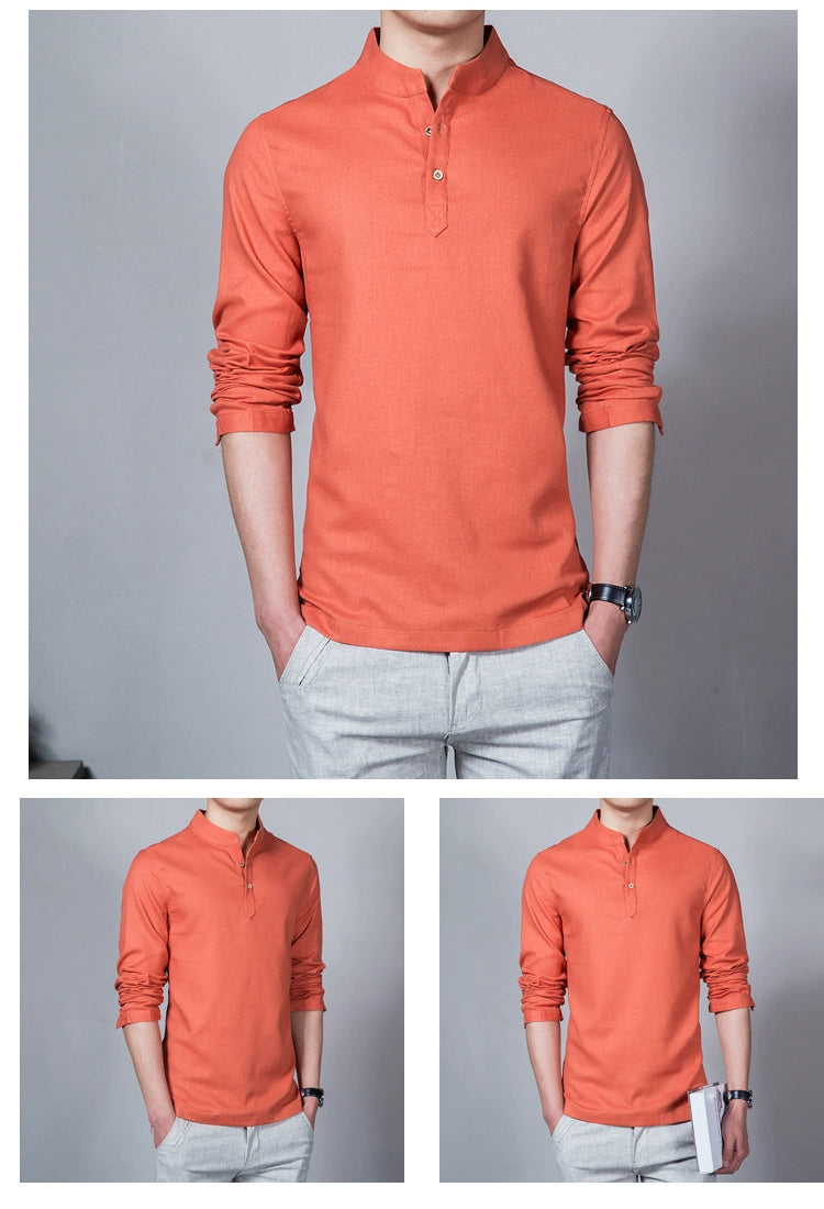 Stand Collar Long-sleeved Slim Base Shirt
