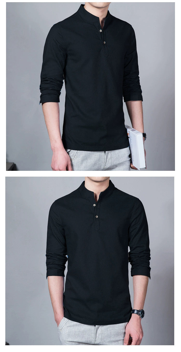 Stand Collar Long-sleeved Slim Base Shirt