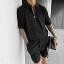 Casual Modern Short Sleeve Matching Shorts Set