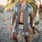 Breathable Lapel Short Sleeve Shirtelastic Waist Beach Shorts