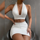2pcs Dress - Top And Pleated Hip-covering Skirt