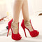 Ankle T-strap Platform Peep Toe Pumps - Party & Dress Heels