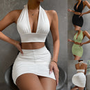 2pcs Dress - Top And Pleated Hip-covering Skirt