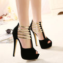 Ankle T-strap Platform Peep Toe Pumps - Party & Dress Heels