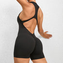 Zippered Yoga Fitness Shorts Jumpsuit Sleeveless