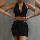 2pcs Dress - Top And Pleated Hip-covering Skirt